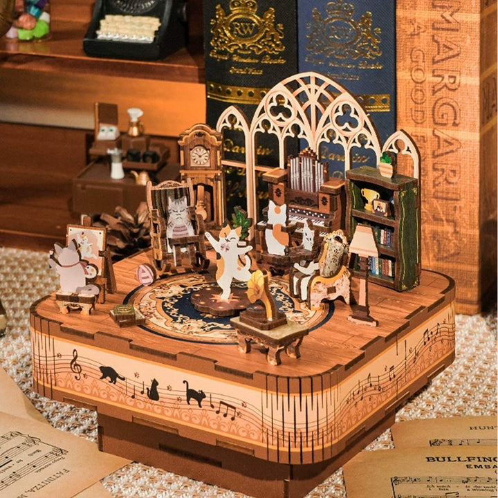 Rokrgeek Gathering of Cats Spieluhr 3D-Holzpuzzle