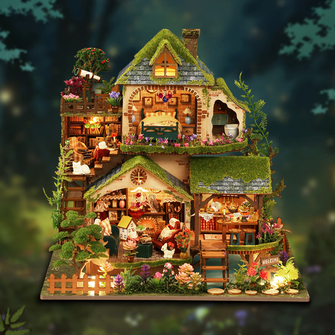 rokrgeek Enchanted Forest Cottage Miniature House Kit