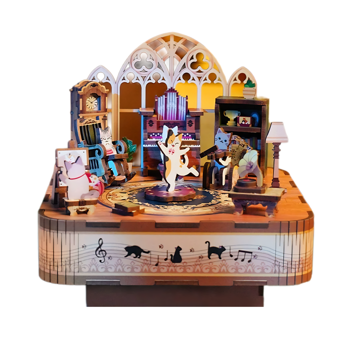 Rokrgeek Gathering of Cats Spieluhr 3D-Holzpuzzle