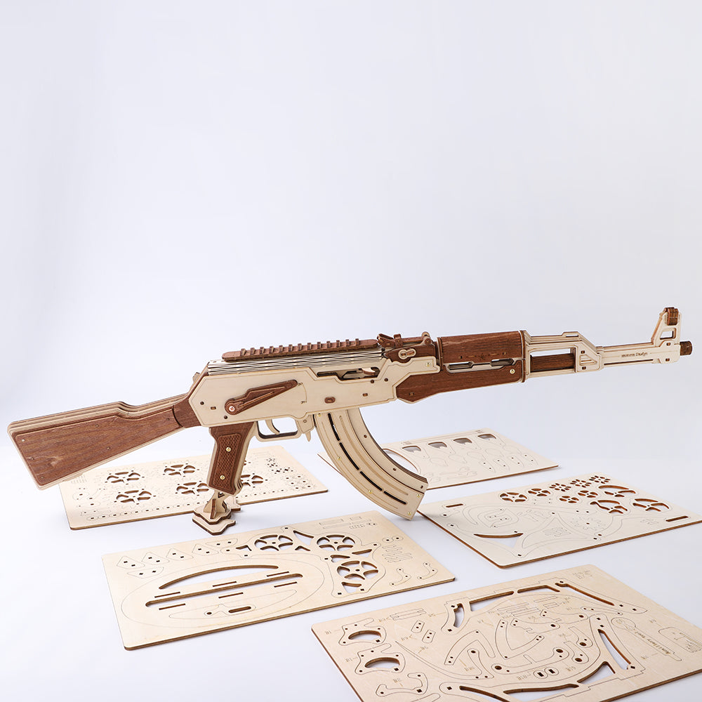Fusil d'assaut AK47 Rokrgeek, puzzle 3D en bois
