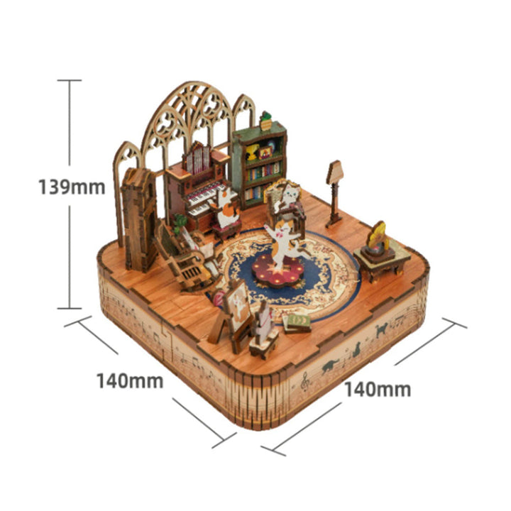 Rokrgeek Gathering of Cats Spieluhr 3D-Holzpuzzle
