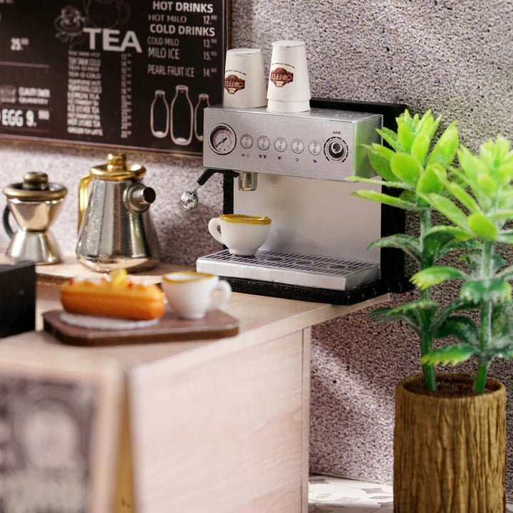 Rokrgeek Leisurely Coffee Shop Miniture Dollhouse Kit