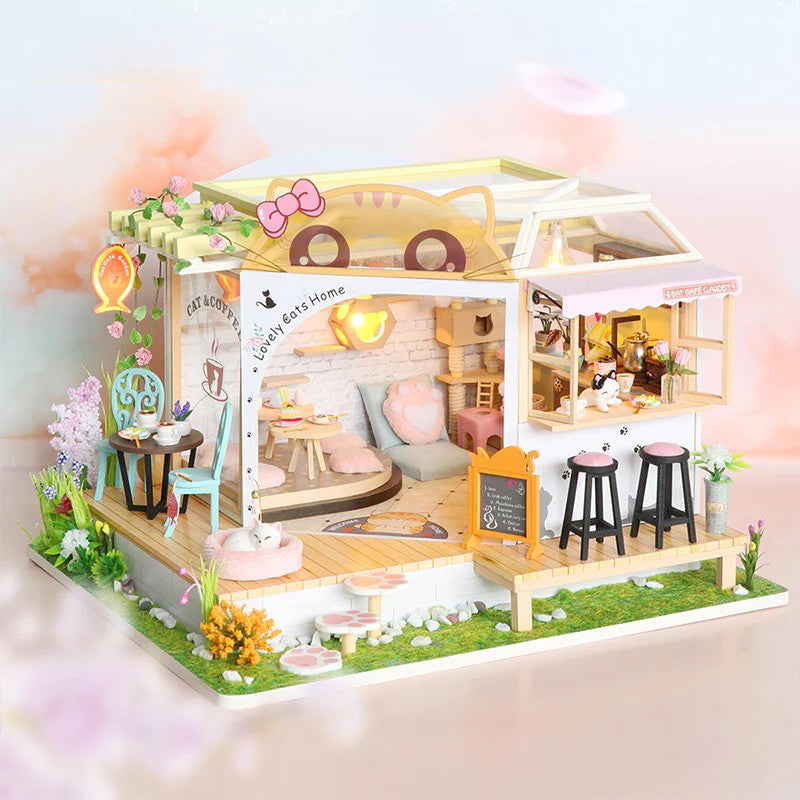 Rokrgeek Kitty's Cute Cat Coffee DIY Miature House Kit