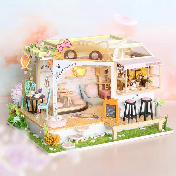 Rokrgeek Kitty's Cute Cat Coffee DIY Miature House Kit