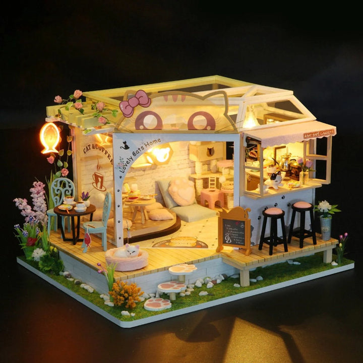 Rokrgeek Kitty's Cute Cat Coffee DIY Miature House Kit