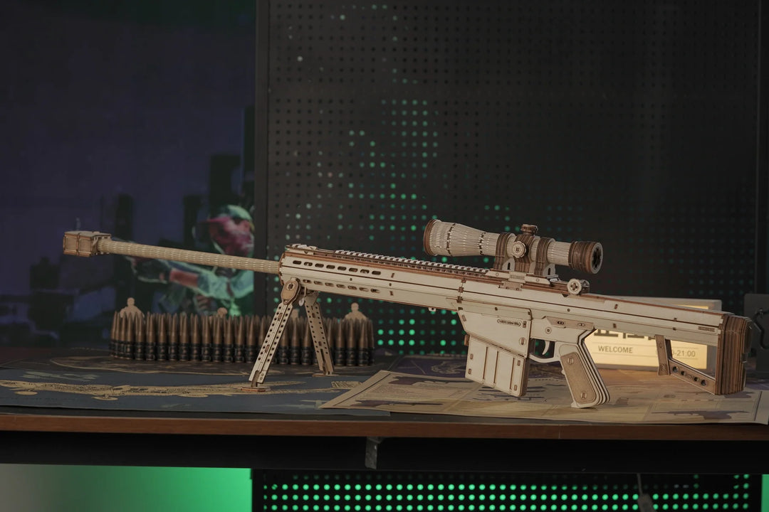 Rokrgeek Barrett M82A1 Wooden Gun Toy: Experience the Joy of Assembly!
