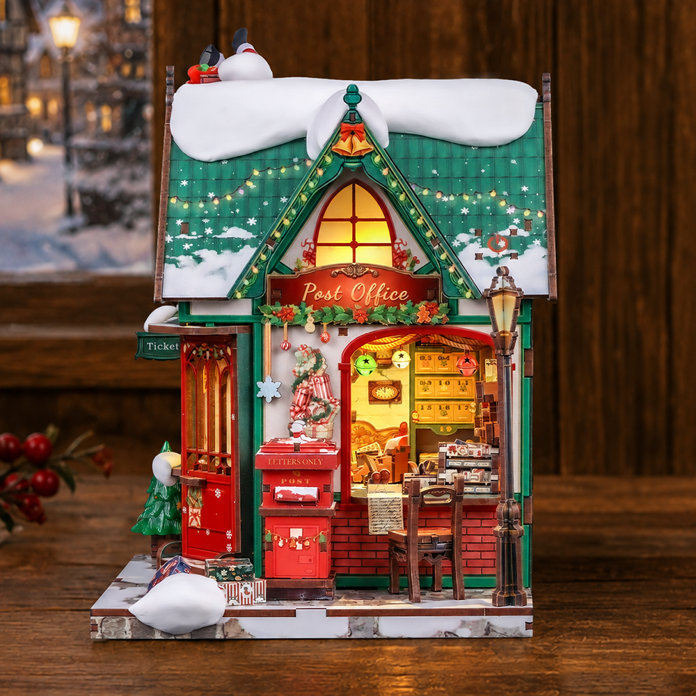 Rokrgeek Snowy Night Post DIY Miniature House