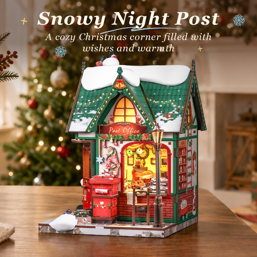 Rokrgeek Snowy Night Post DIY Miniature House