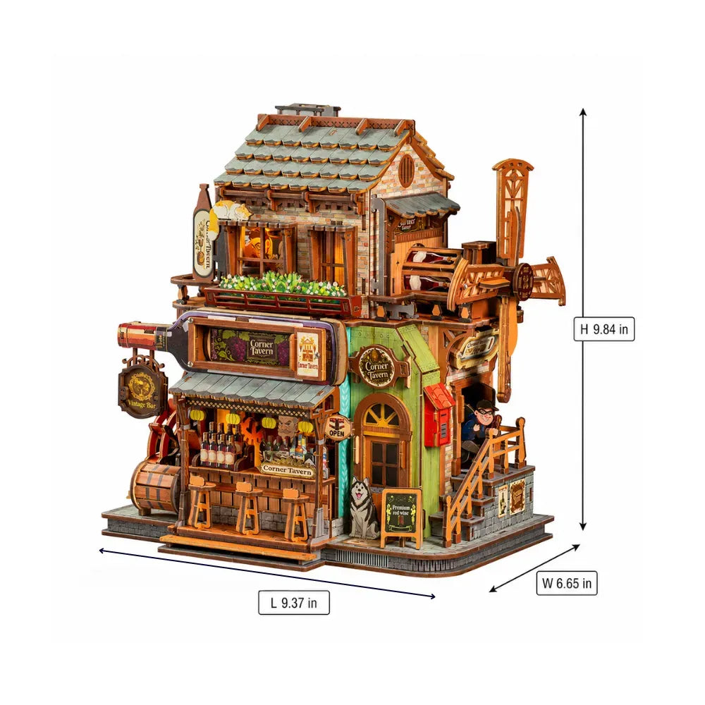 Rokrgeek Corner Tavern Mechanical Wooden 3D Puzzle