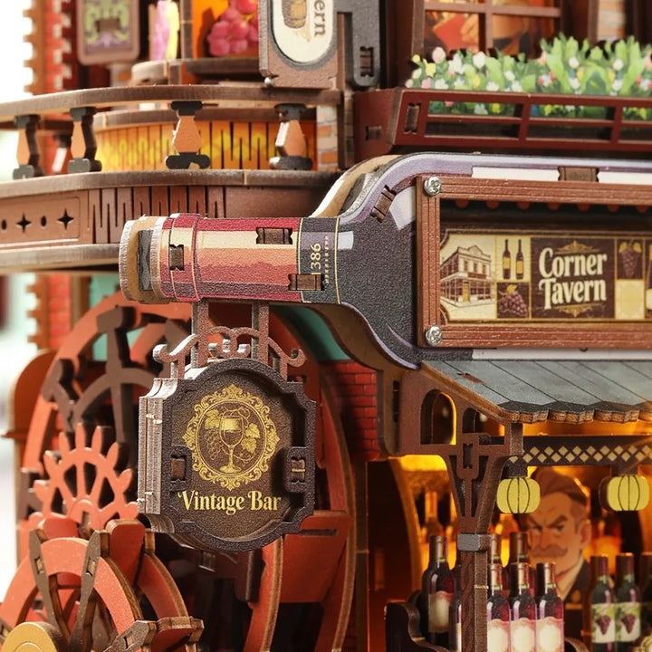 Rokrgeek Corner Tavern Mechanical Wooden 3D Puzzle