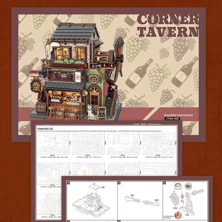 Rokrgeek Corner Tavern Mechanical Wooden 3D Puzzle