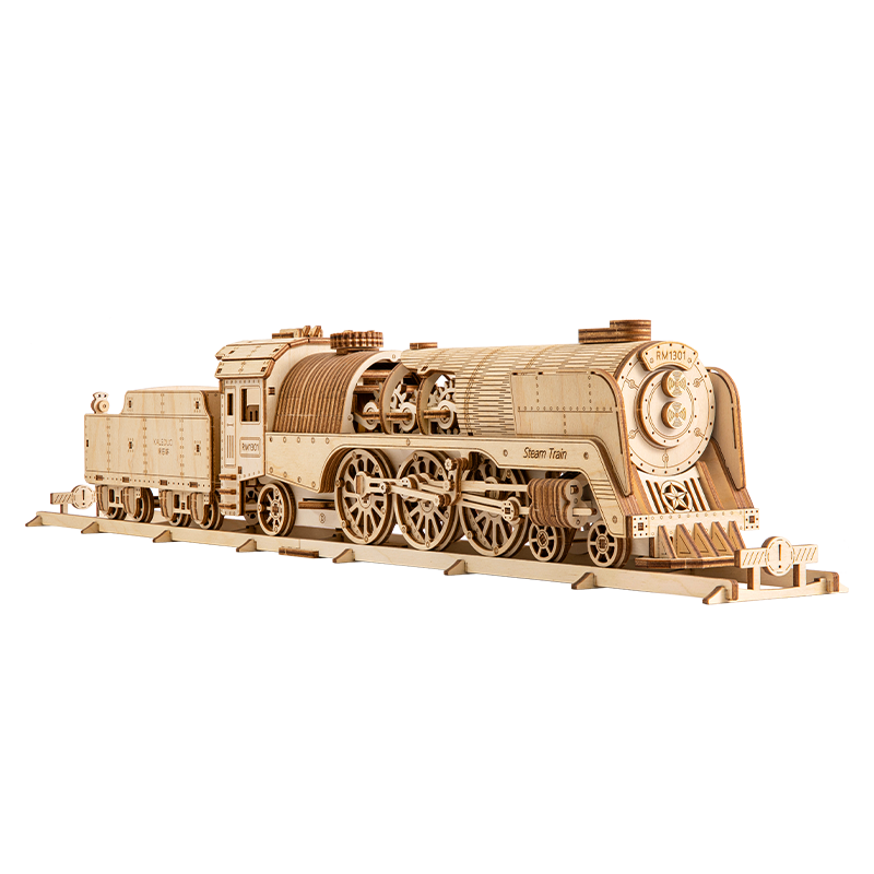 Vintage mechanical steam train 3d wooden puzzle