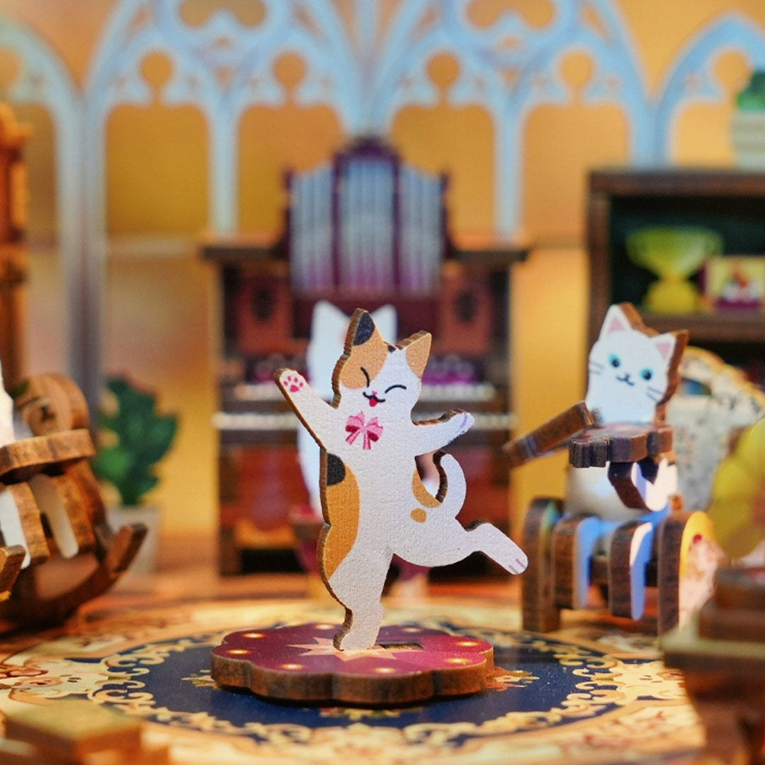 Rokrgeek Gathering of Cats Music Box 3D Wooden Puzzle