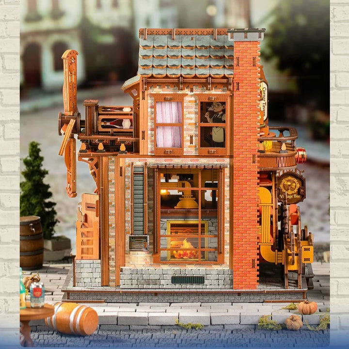 Rokrgeek Corner Tavern Mechanical Wooden 3D Puzzle