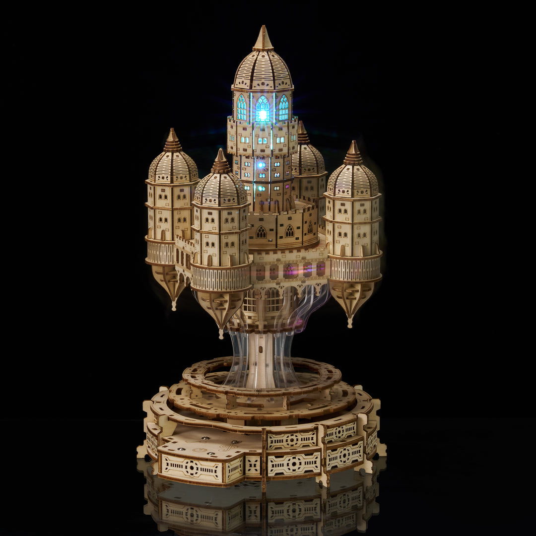 rokrgeek Celestia Castle Music box 3d wooden puzzle