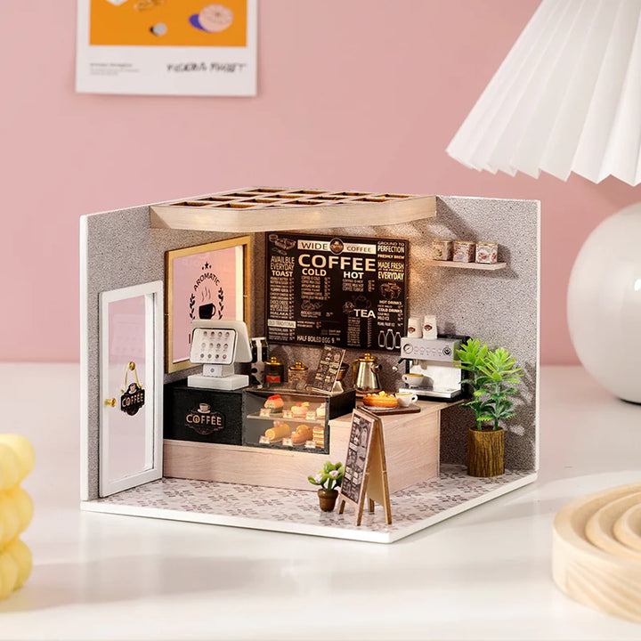 Rokrgeek Leisurely Coffee Shop Miniture Dollhouse Kit