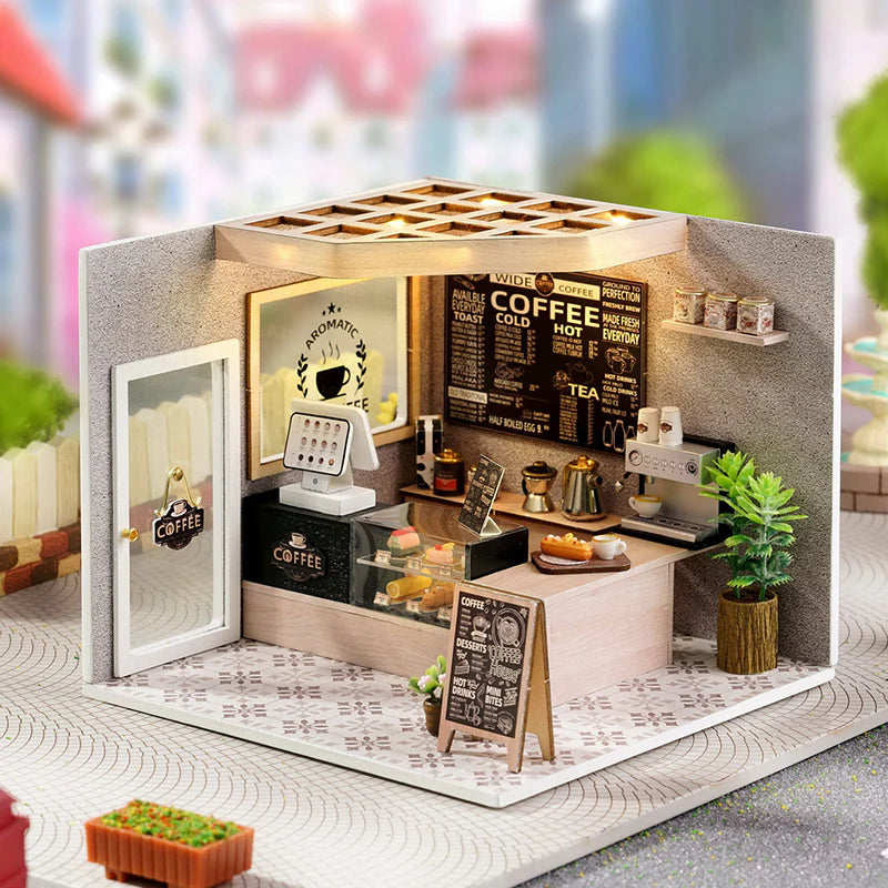 Rokrgeek Gemütliches Café Miniatur-Puppenhaus-Bausatz