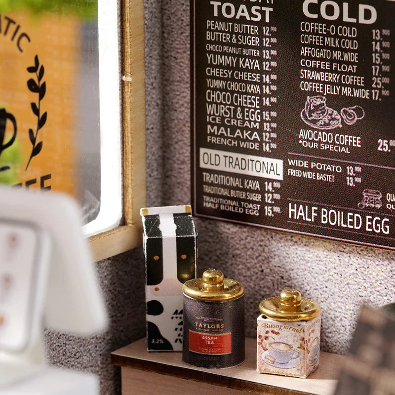 Rokrgeek Leisurely Coffee Shop Miniture Dollhouse Kit