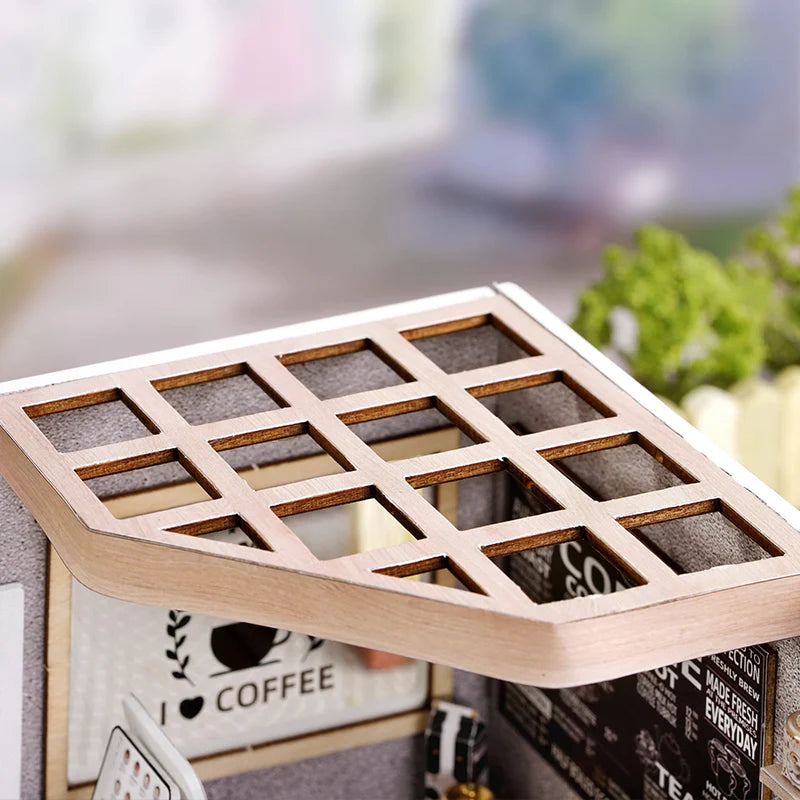 Rokrgeek Leisurely Coffee Shop Miniture Dollhouse Kit