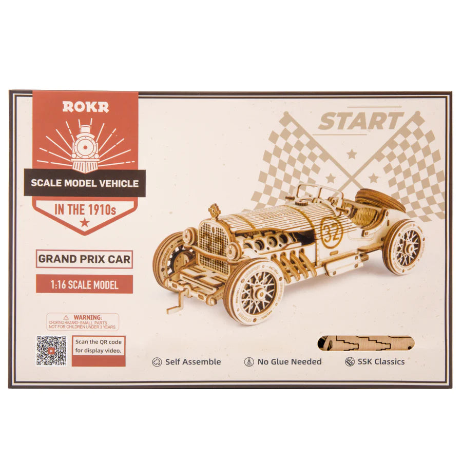 ROKRGEEK vintage grand prix racing car 3D WOODEN PUZZLE
