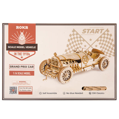 ROKRGEEK vintage grand prix racing car 3D WOODEN PUZZLE