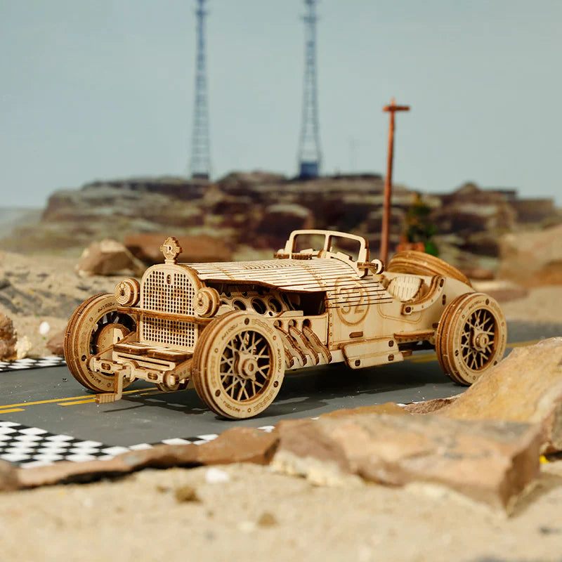 ROKRGEEK Vintage-Grand-Prix-Rennwagen, 3D-Holzpuzzle