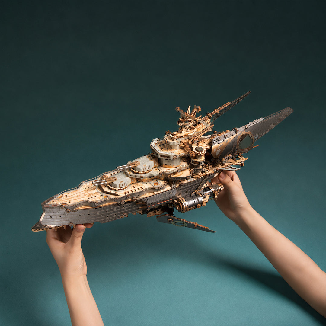 Rokrgeek Space Warship 3D Wooden Puzzle Model Kit