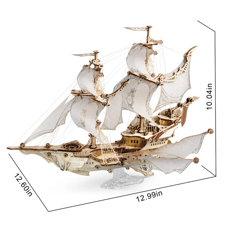 Rokrgeek  Fantasy Elf Ship DIY 3D Wooden Puzzle Kit