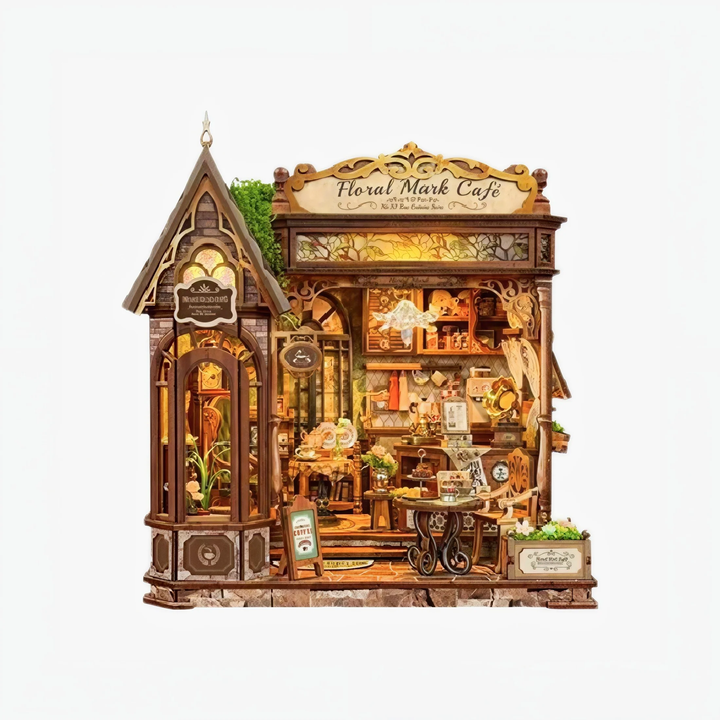 Rokrgeek Floral Cafe DIY Miniature House Kit
