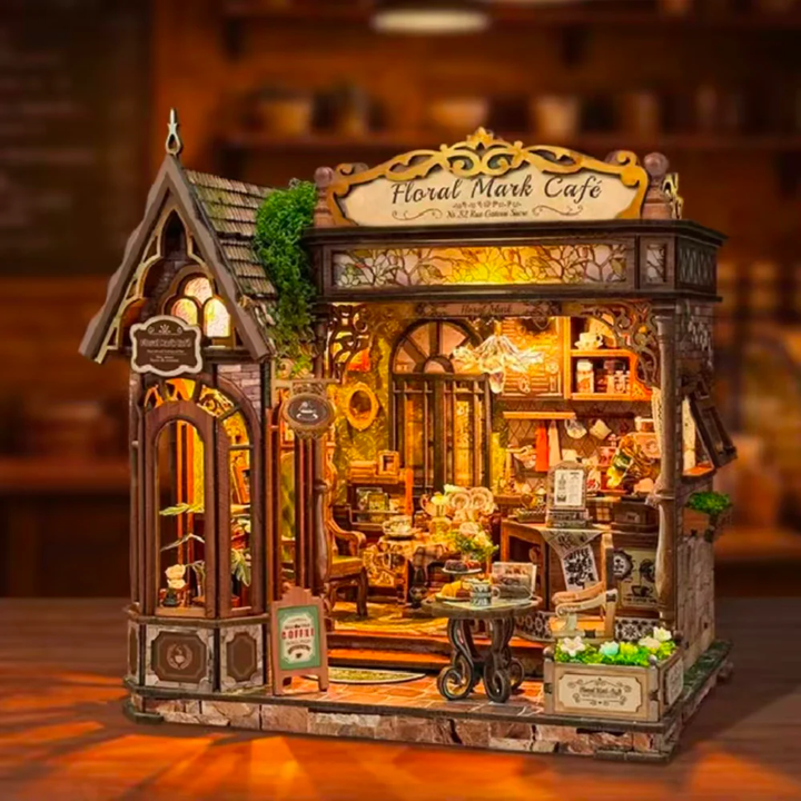 Rokrgeek Floral Cafe DIY Miniature House Kit