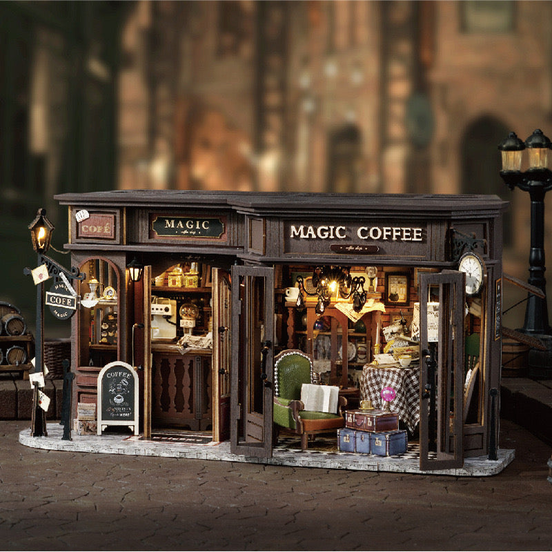 Retro coffee shop diy miniature house