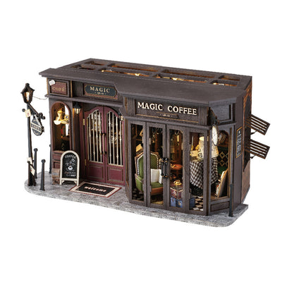 Retro coffee shop diy miniature house