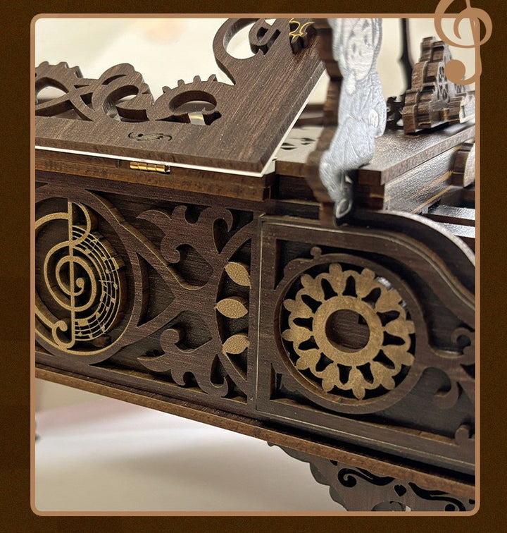 Puzzle 3D en bois avec boîte à musique piano rétro Rokrgeek