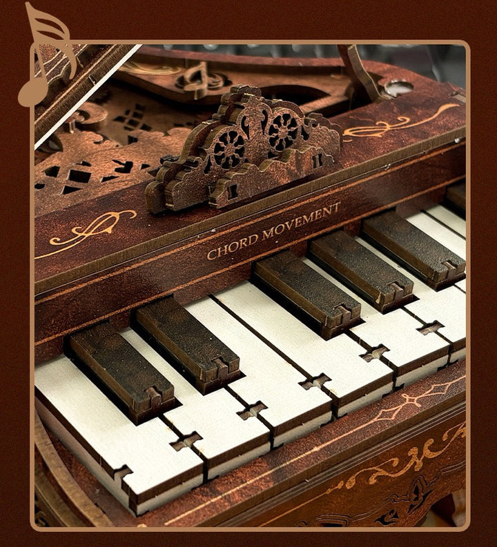 Puzzle 3D en bois avec boîte à musique piano rétro Rokrgeek