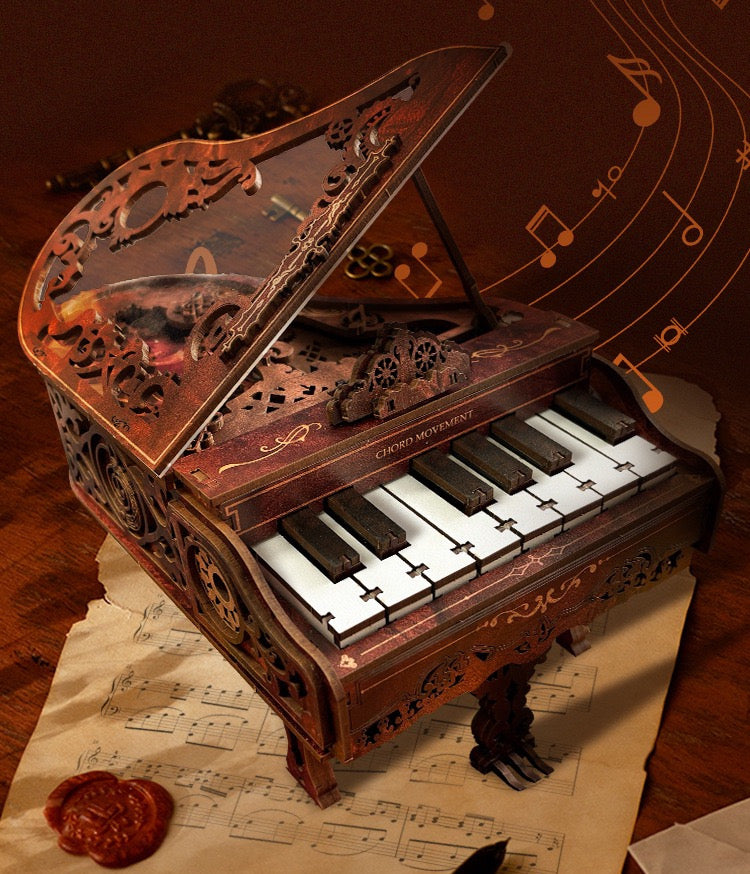 Rokrgeek Retro-Klavier-Spieluhr, 3D-Holzpuzzle 