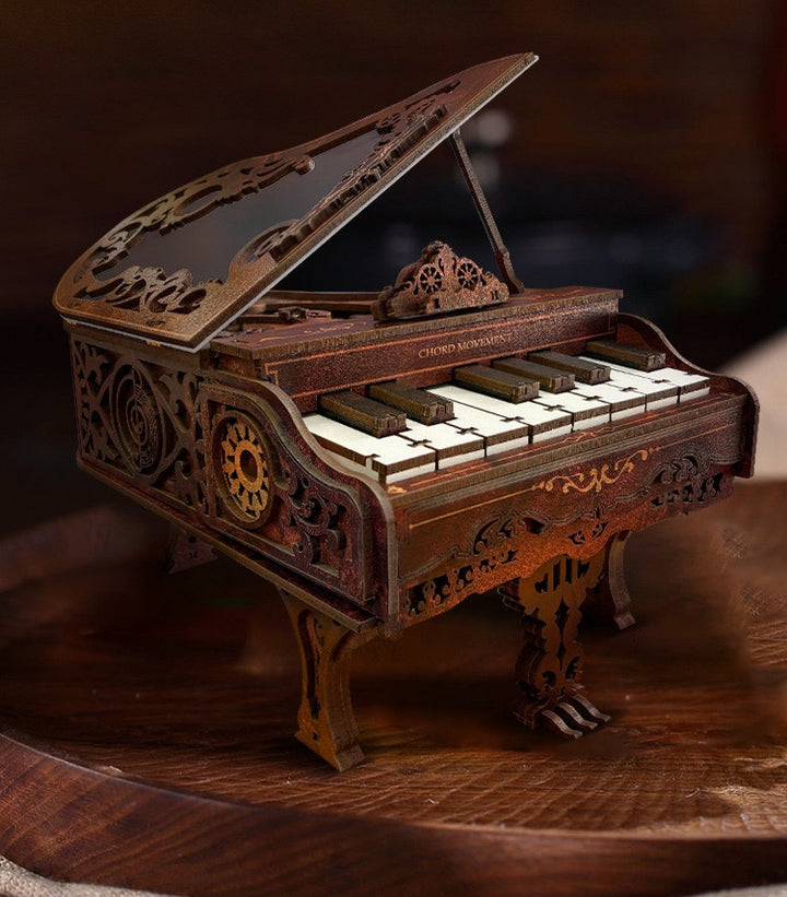 Puzzle 3D en bois avec boîte à musique piano rétro Rokrgeek