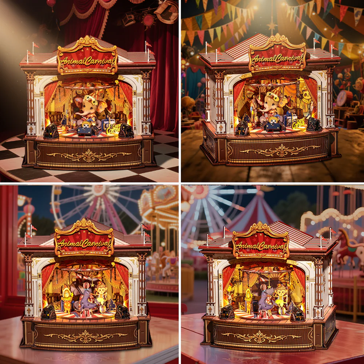 Animal Carnival Music Box Wooden Puzzle