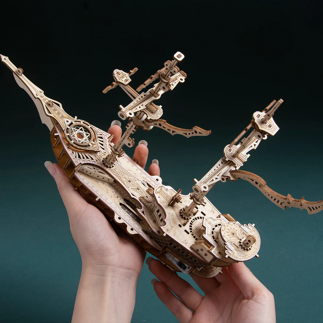 Rokrgeek  Fantasy Elf Ship DIY 3D Wooden Puzzle Kit
