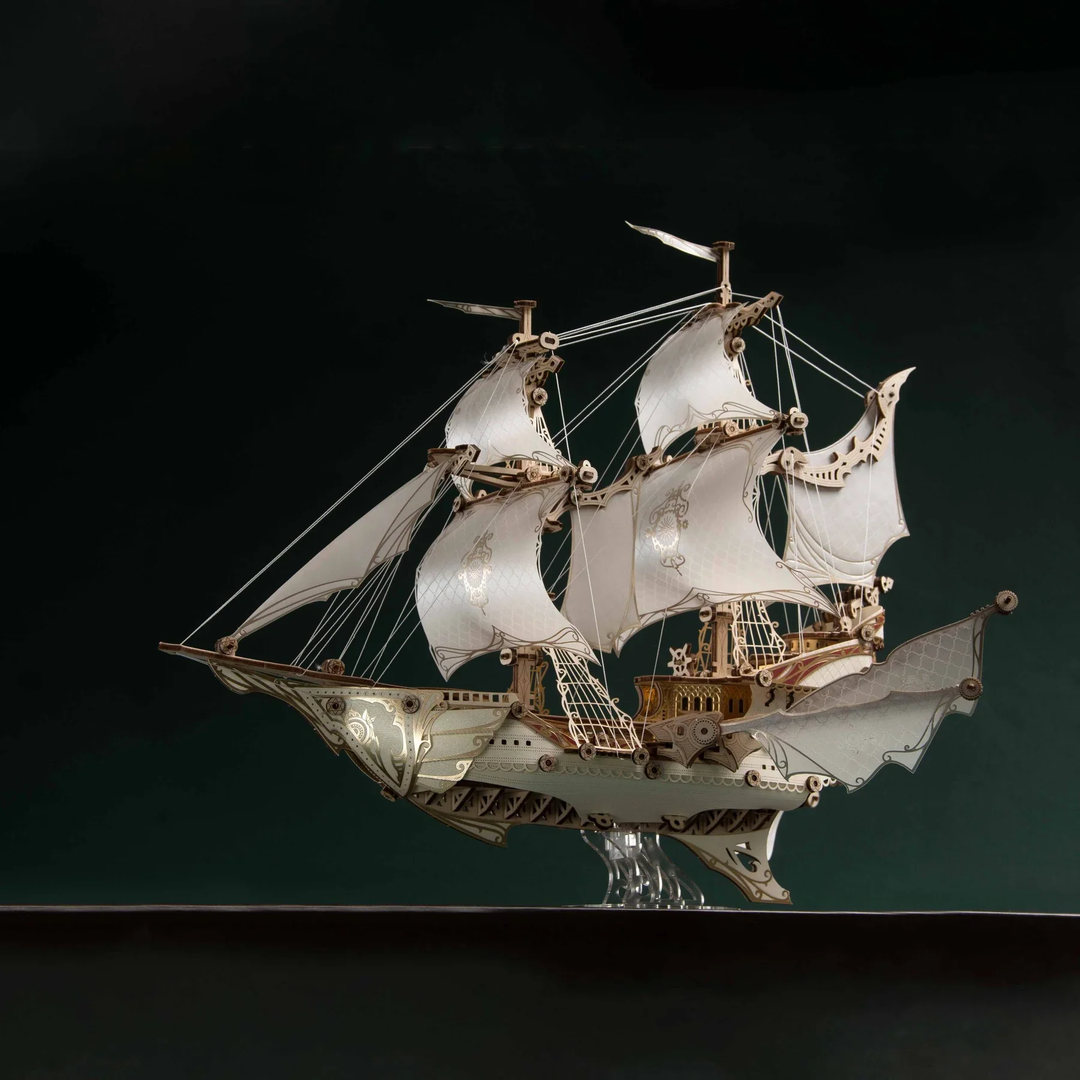 Rokrgeek  Fantasy Elf Ship DIY 3D Wooden Puzzle Kit