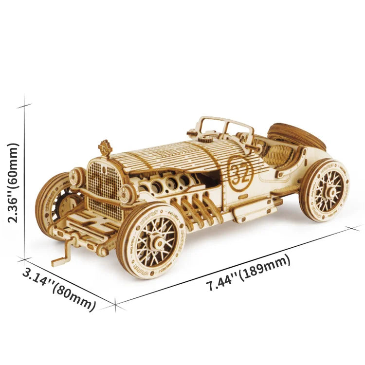 ROKRGEEK Vintage-Grand-Prix-Rennwagen, 3D-Holzpuzzle