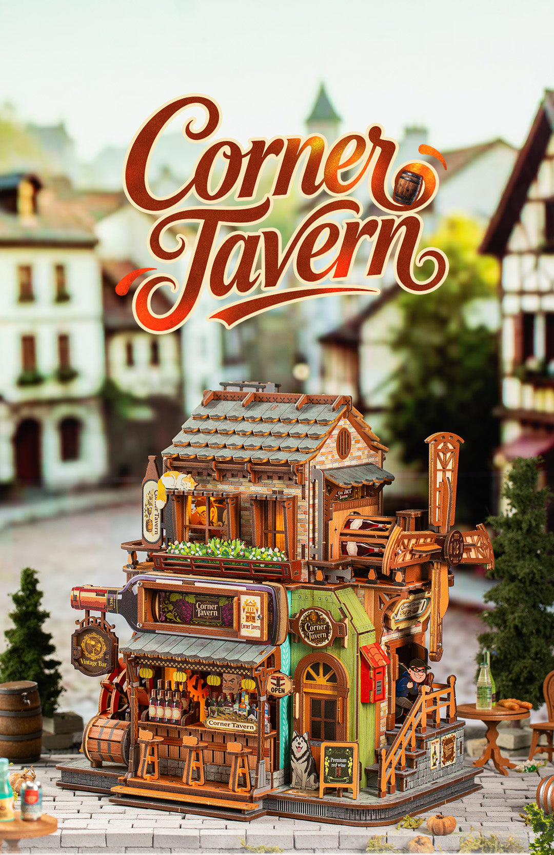 Completed Corner Tavern mechanical DIY miniature