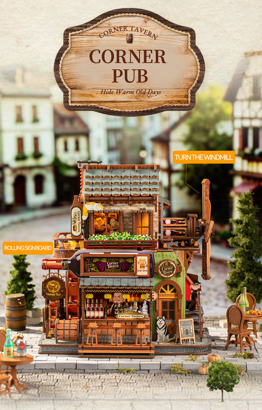Corner Tavern windmill and bottle-shaped sign