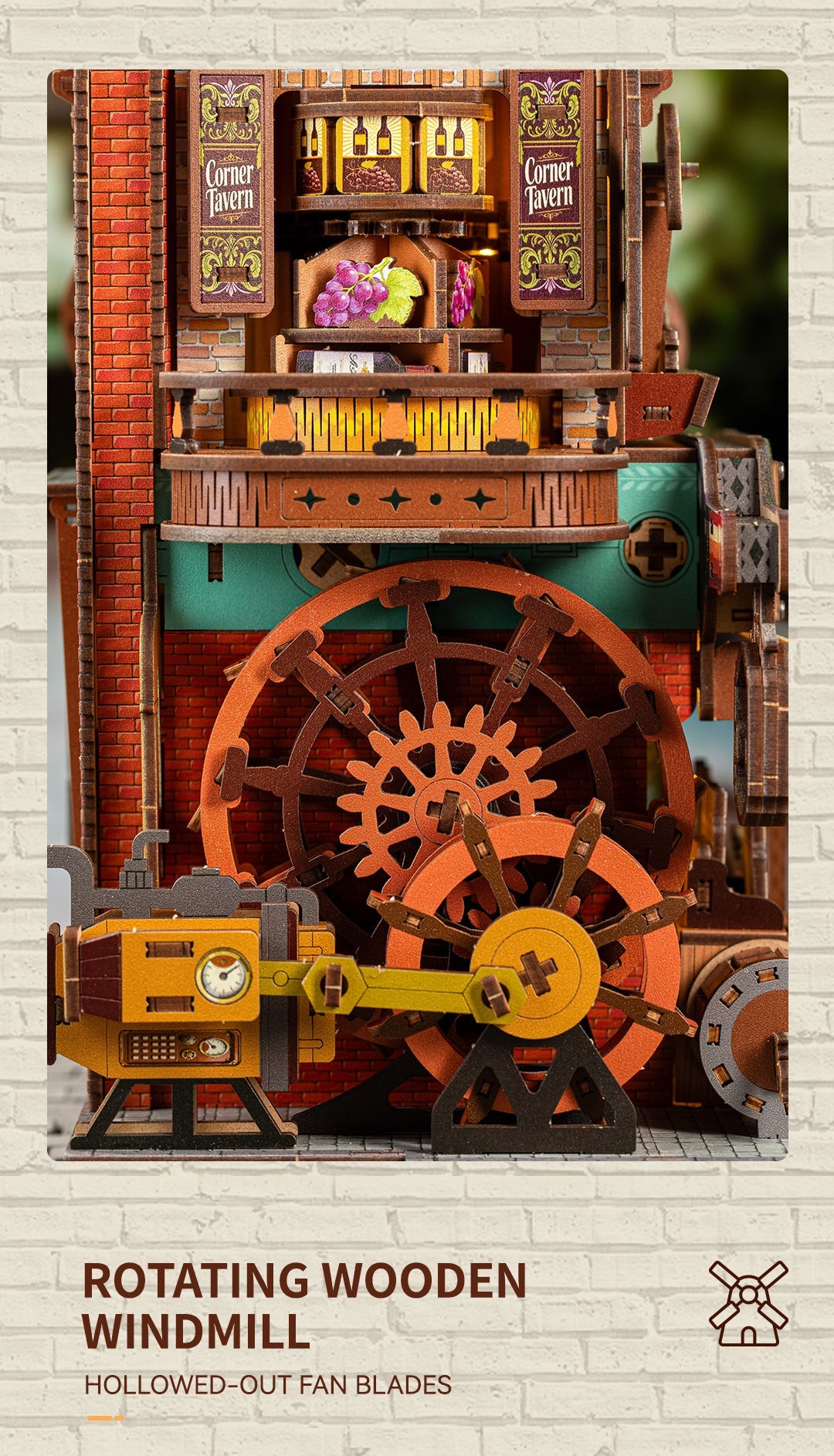 Corner Tavern wooden windmill mechanism