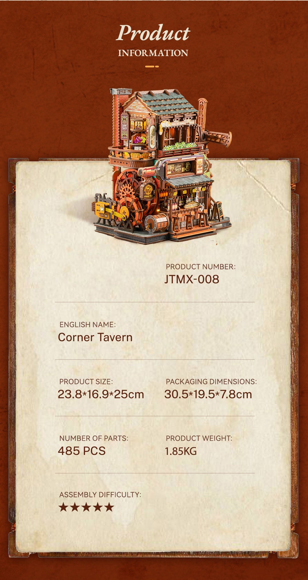 Corner Tavern product dimensions and piece count