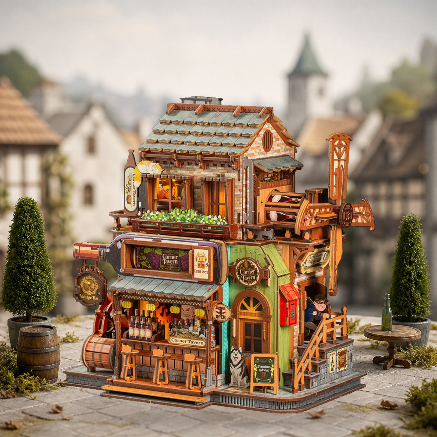Corner Tavern displayed in a village street