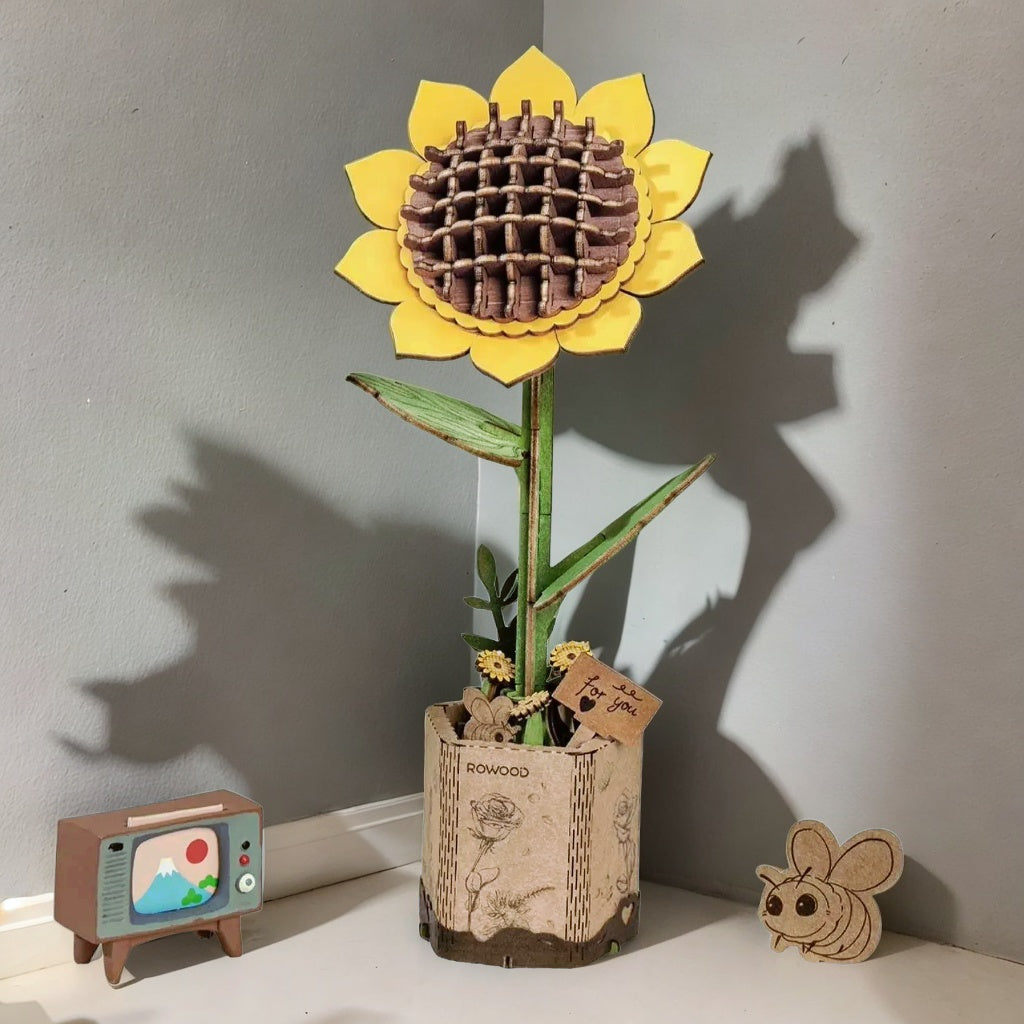 Modèle de fleur perpétuelle 3D en bois 