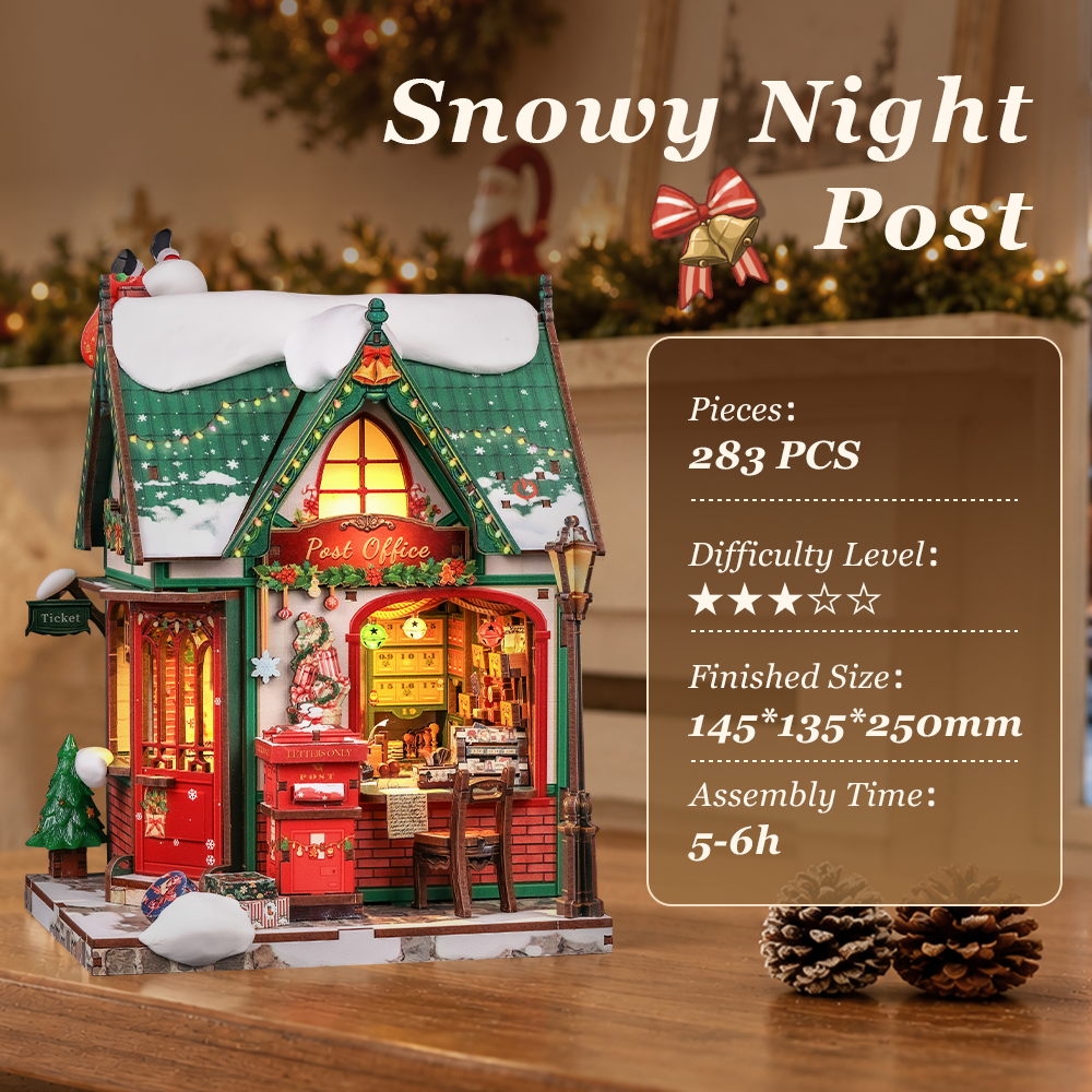 Rokrgeek Snowy Night Post DIY Miniature House