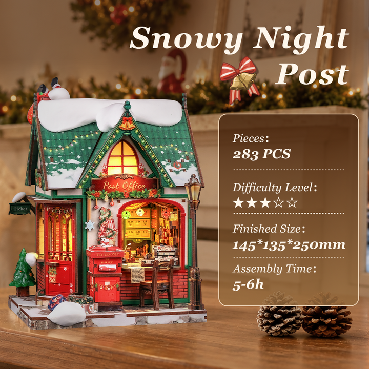 Rokrgeek Snowy Night Post DIY Miniature House