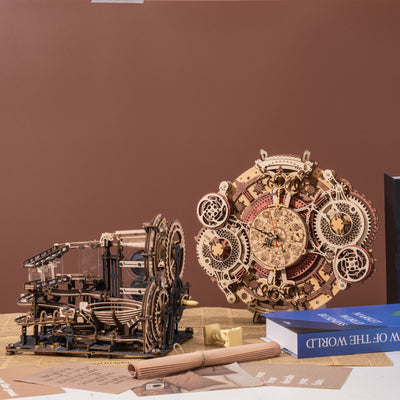 Zodiac Wall Clock 3D Wooden Mechanical Time Art Engine Puzzle