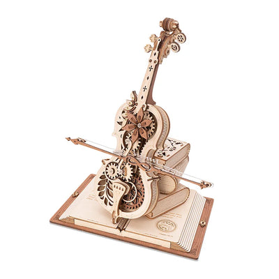 Casse-tête de boîte à musique en bois mécanique 3D Magic Cello